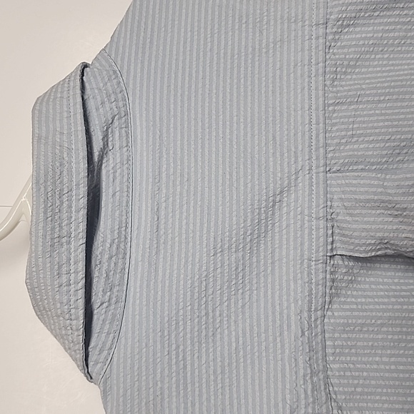 Free Assembly mens XXL blue/white stripe button-down collared short sleeve shirt - Picture 8 of 11